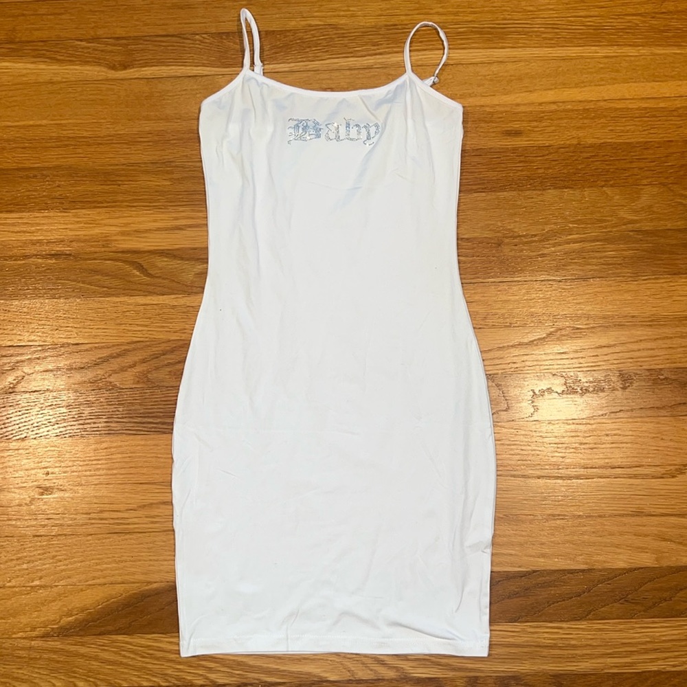 ‘Baby’ rhinestone white dress